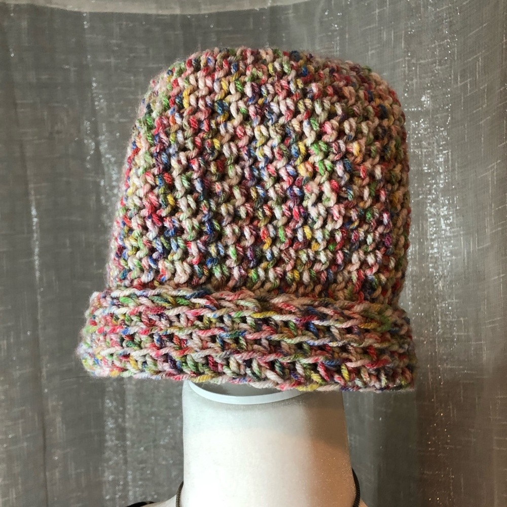 Hand-made knitted multicolored beanie. - Picture 2 of 2